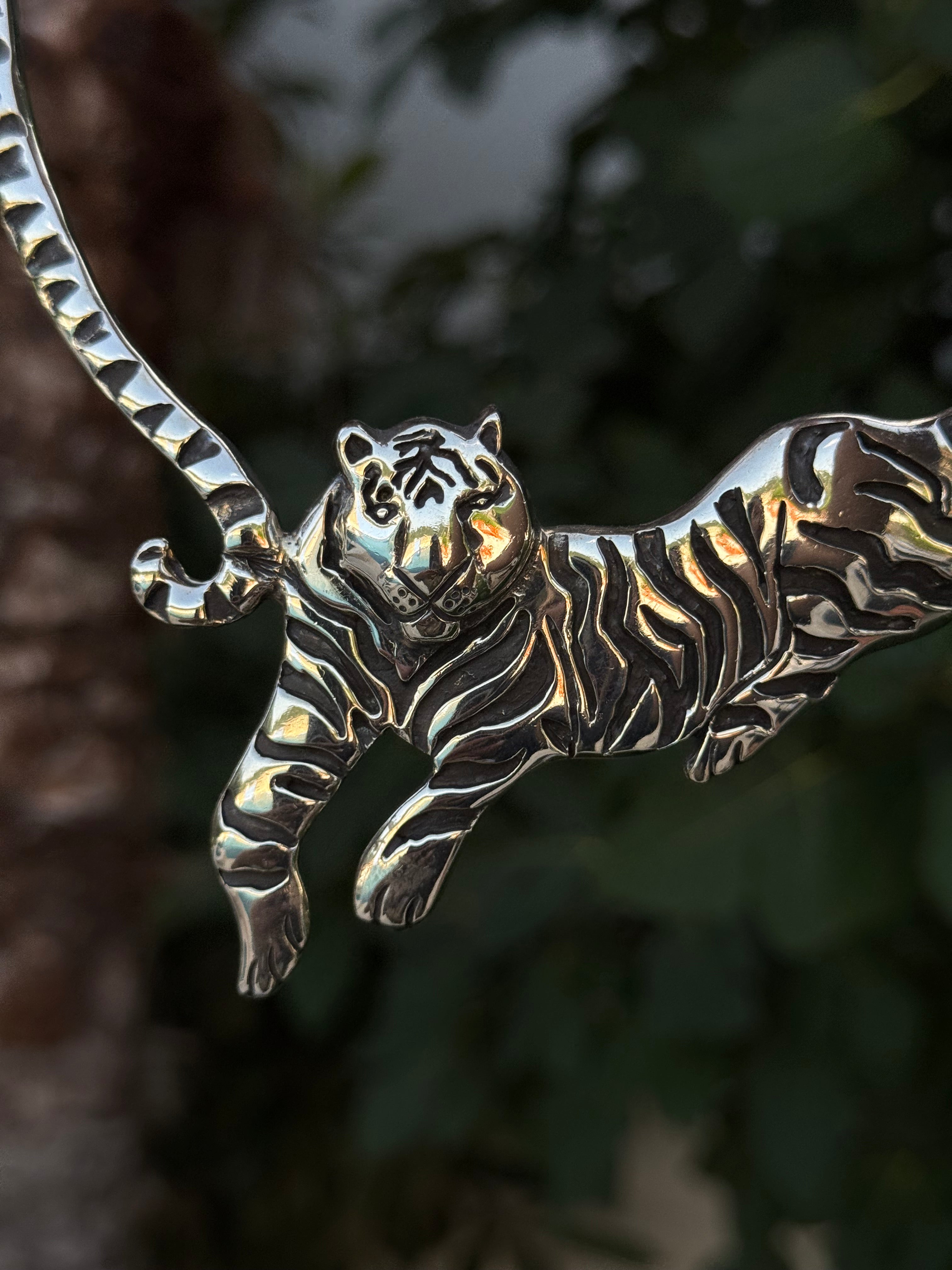 Sterling Silver Tiger Collar Necklace – Luxury Statement Jewelry