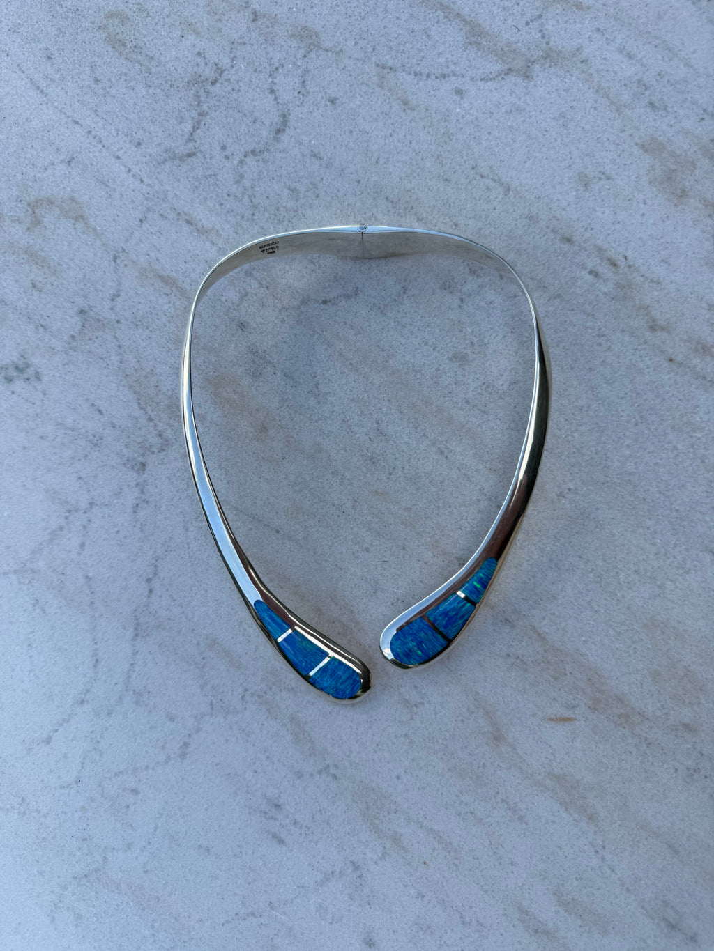 Blue Opal Silver Collar Necklace – Luxury Statement Jewelry