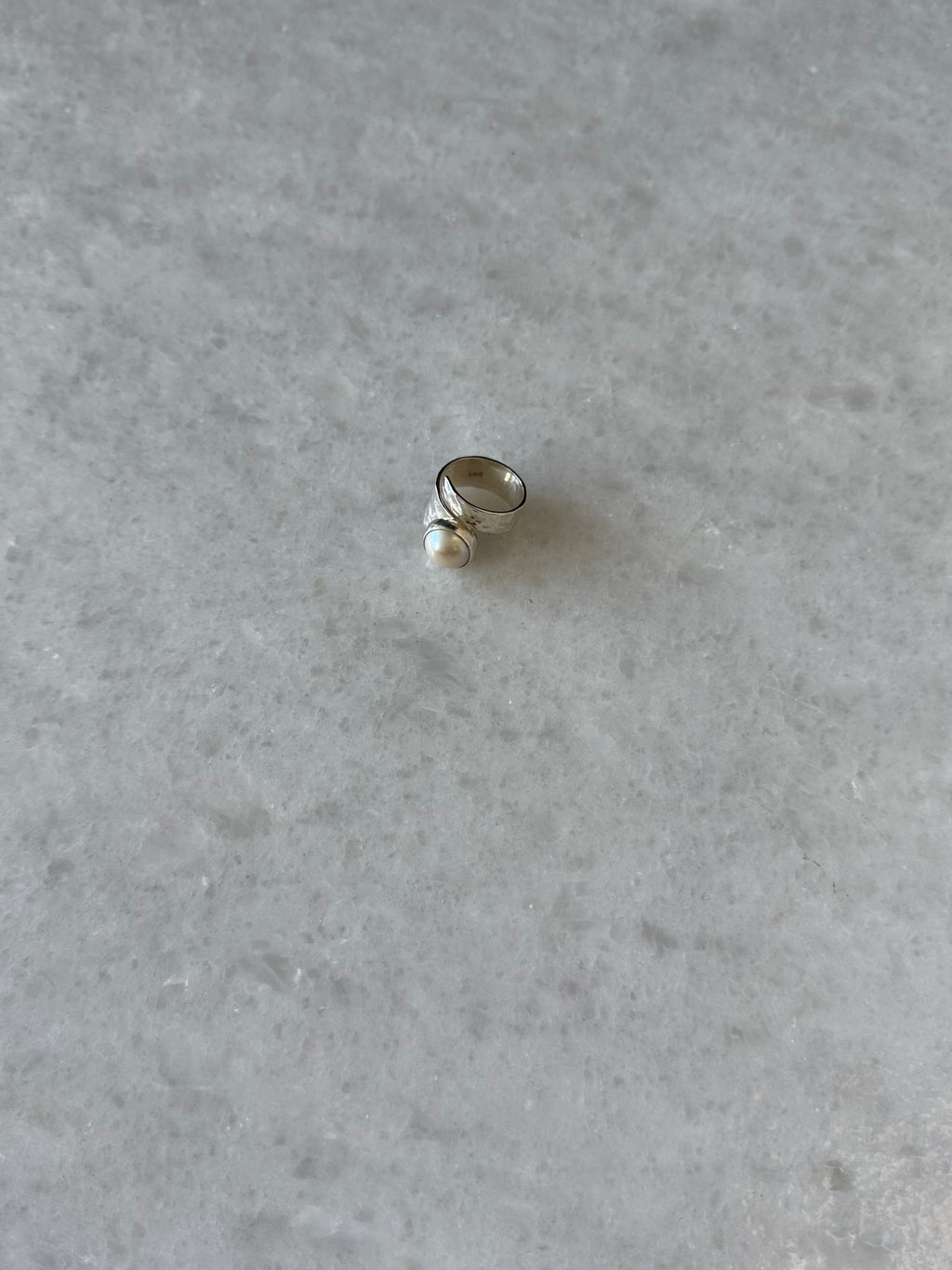 Pearl Open Band Ring – Sterling Silver Adjustable Ring