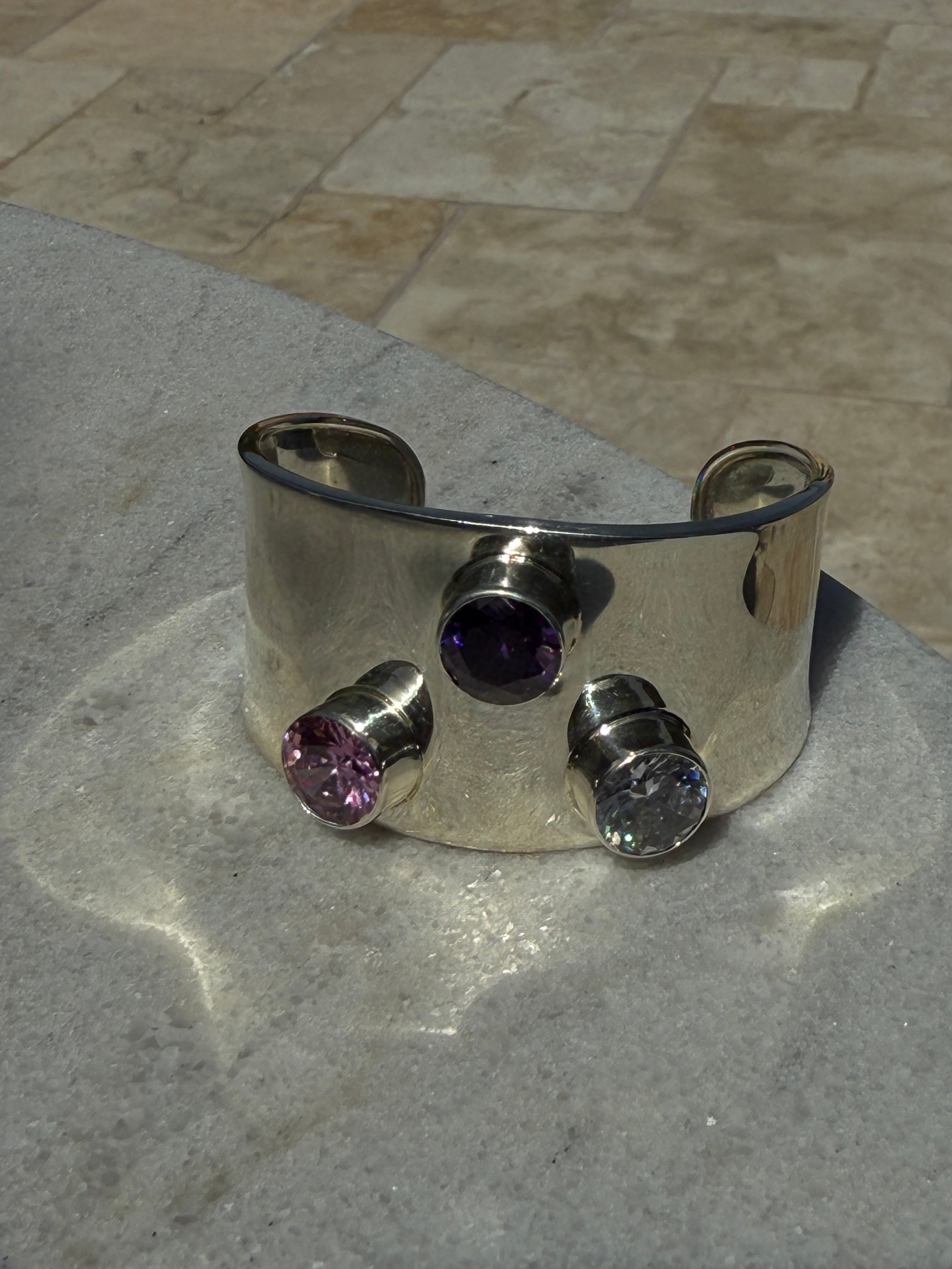Sterling Silver CZ Cuff Bracelet – Luxury Armor Jewelry