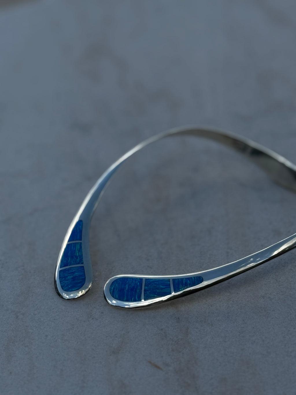 Blue Opal Silver Collar Necklace – Luxury Statement Jewelry