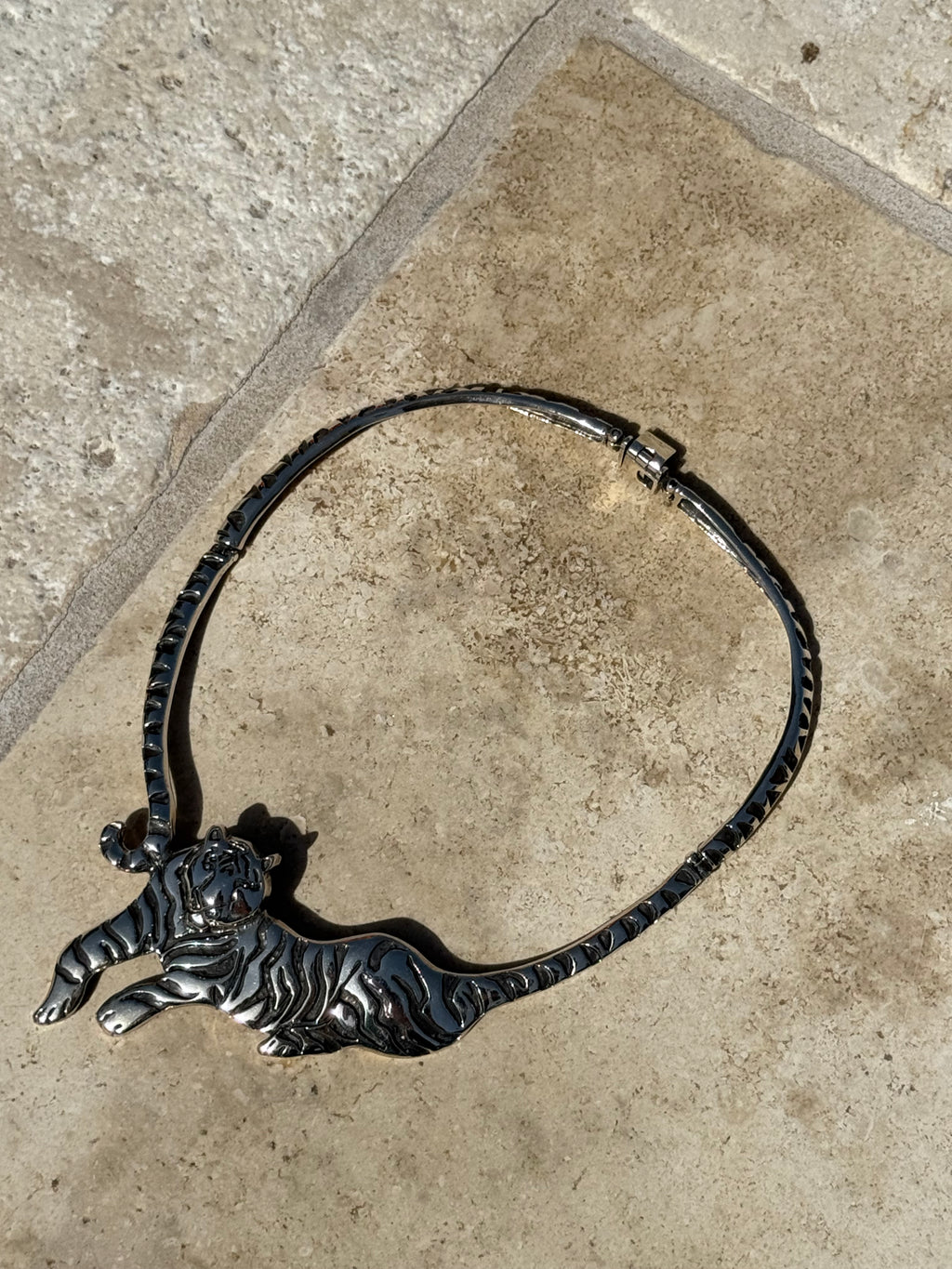 Sterling Silver Tiger Collar Necklace – Luxury Statement Jewelry